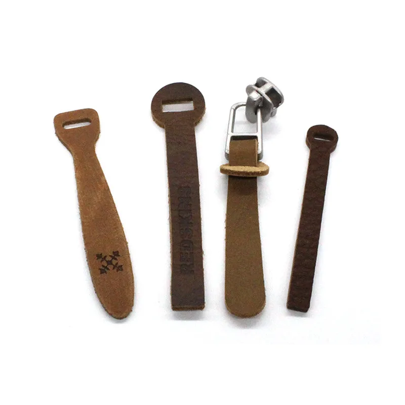 100 Leather Zipper Pull Embossed Logo Leather Zipper Pull 