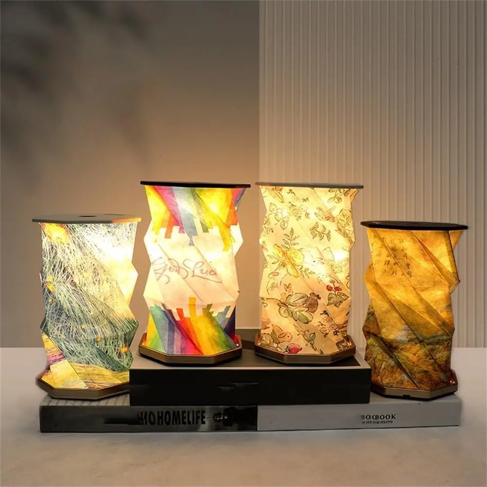 2024 Custom Design Creative Decorative Night Light Soft Led Foldable Touch Sensor Paper Bed Lamp Kids Dimming Night Light supplier