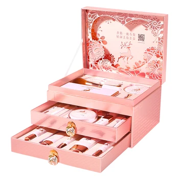 All in One Pink Skincare Makeup Set 20 Pcs Set of Cosmetics Makeup Gift Box Essential Makeup Set for Beginners and Experienced