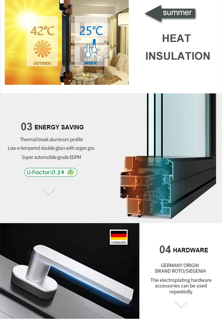 Custom Made Aluminium Window Modern Aluminum Frame Double Glazed Glass