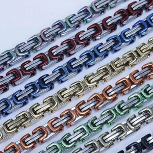 2023 New Fashion Punk Stainless Steel 5,6.7.8mm Hip Hop Bike Link King Emperor Byzantine Chain Necklaces Men 4mm Jewelry Making