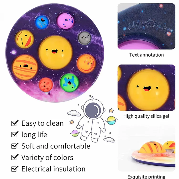 Восьмипланетная сенсорная игрушка с нажимом-пузырьком, галактические игрушки с цифрами