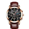 1 Glod Case Black Dial Leather Strap