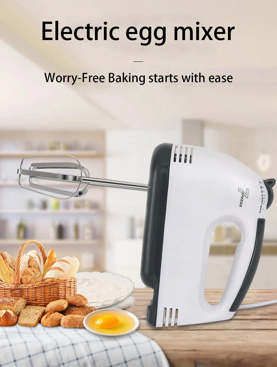 Household High Speed Handheld Egg Beater Electric Egg Whisk Baking