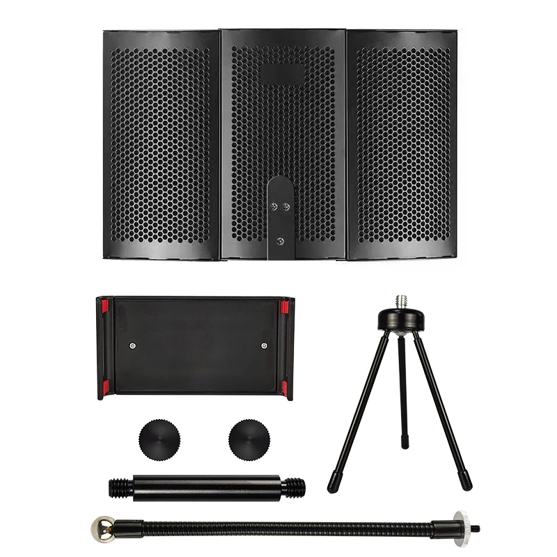 New Design Professional Microphone Isolation Shield Foldable Recording Sound Absorber Foam Panel Sound Insulation Screen