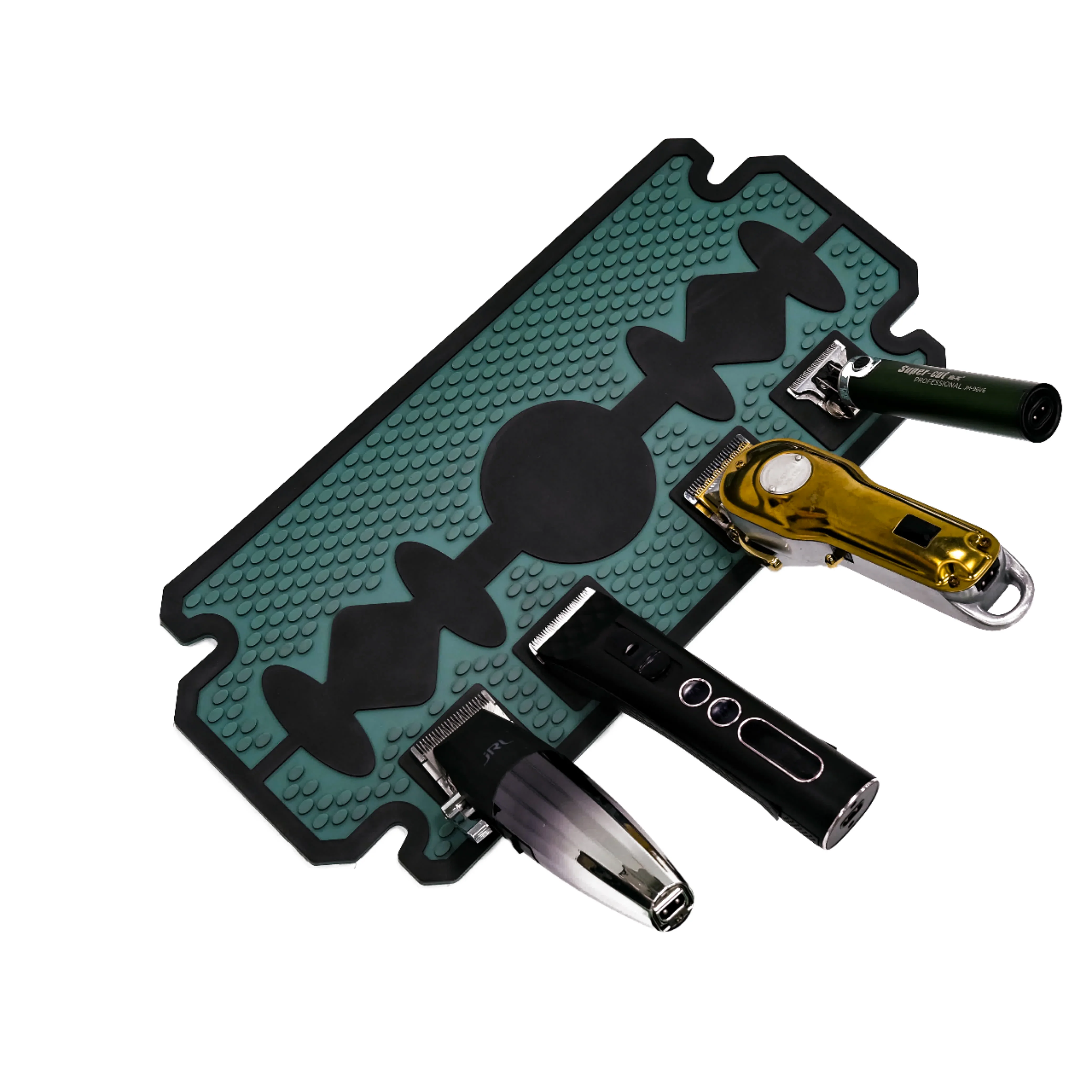 Stocking Selling Flexible 17.8 Inch Black Barber Station Mat Mat Custom Logo Barber Shop Table Hair Salon Mat