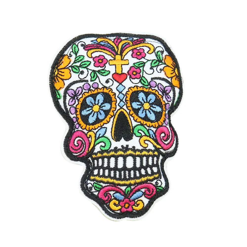 Punk Rock Flower Skull Skeleton Padded Patches Clothing Ornaments