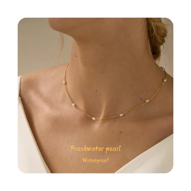 Everyday Gold Dainty Jewelry 14k 18k Gold Filled Pearl Necklace Dainty Freshwater Pearl Necklace Tiny Pearl Necklace for Women