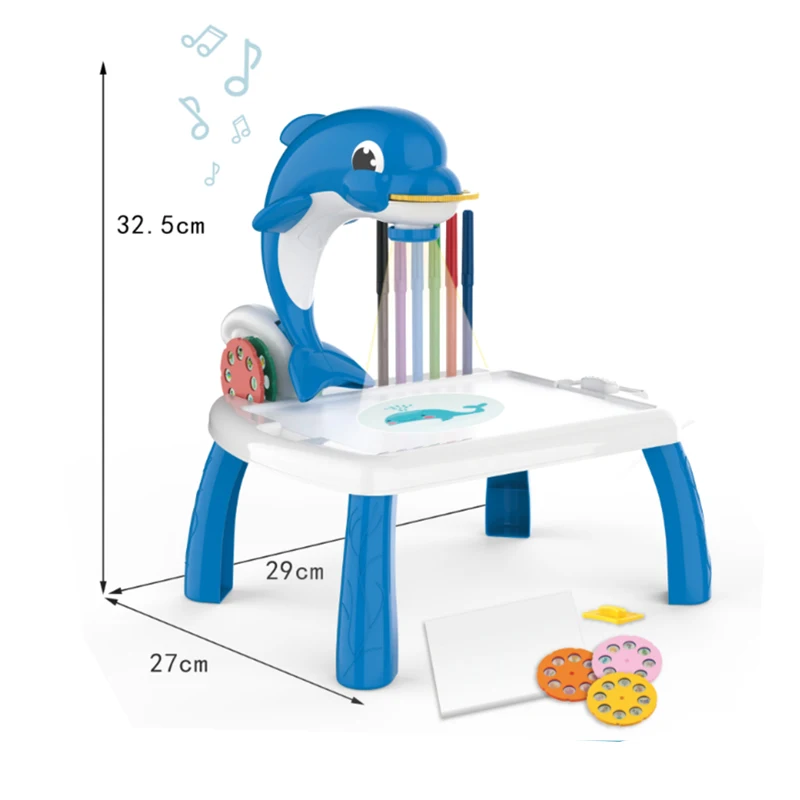 Dolphin Trace and Draw Projector Toy Art Projector Painting Drawing Table Educational Led Drawing Projector
