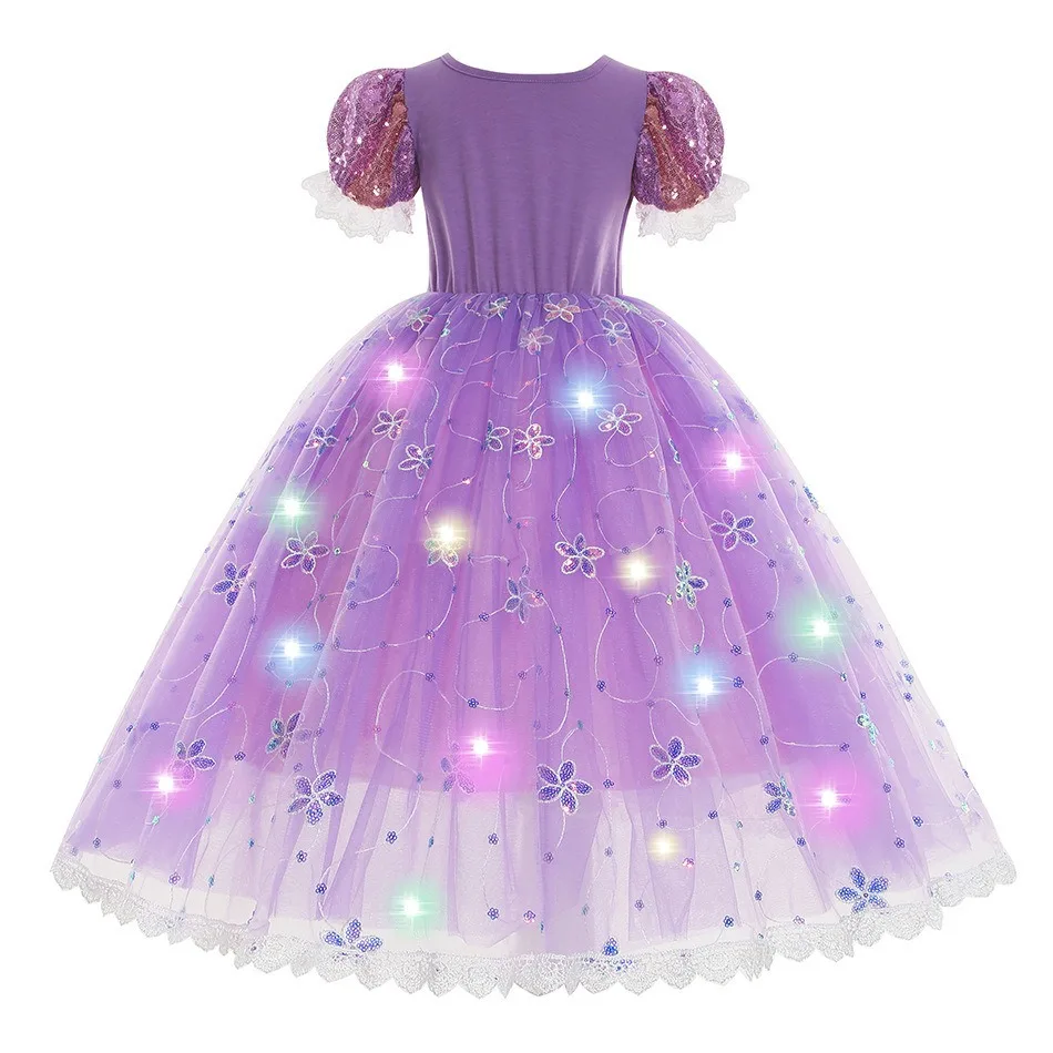2024 Light up Princess Costume for Little Girls Halloween Birthday Party Outfit Cosplay Dress up for Kid