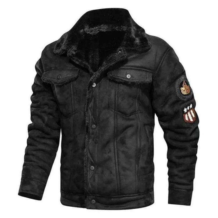 Autumn Thick Warm Fleece Jacket Coat Men Winter Outwear Casual Bomber Motor Biker Leather Jackets _voghion.com