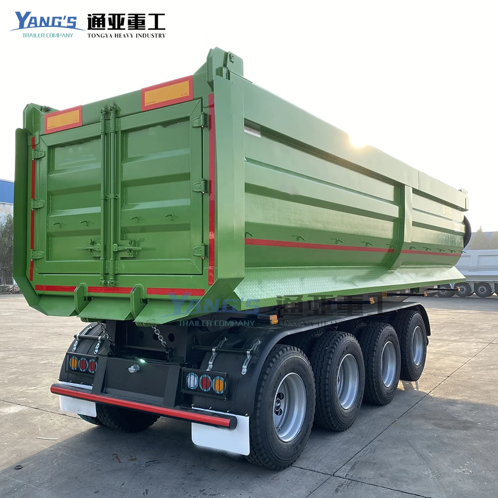 Tongya 3 Axles 4 Axles U Type Hydraulic Cylinder 50tons Rear Tipping Semi Truck Trailer 4 Axle 70t End Dump Trailer