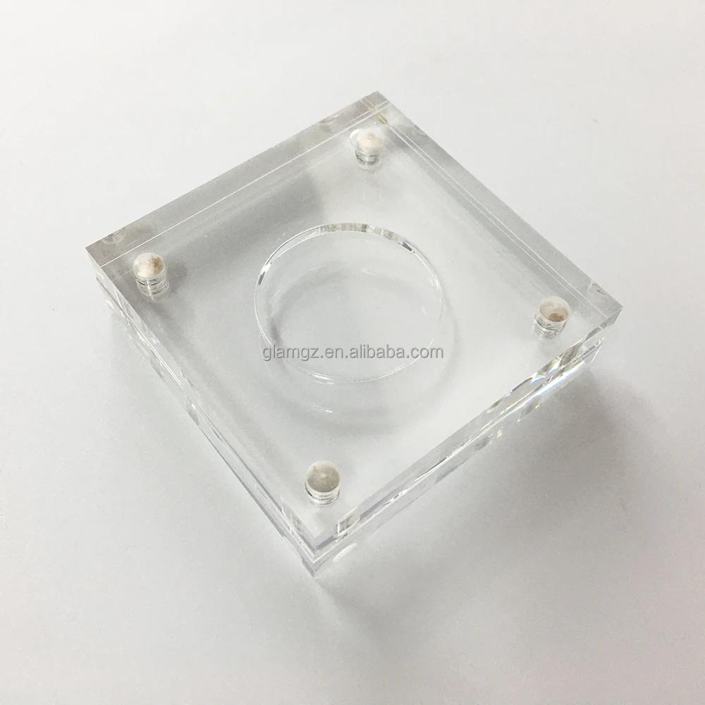 지원 로고 인쇄 투명 코인 수집가 홀더 아크릴 챌린지 코인 디스플레이 프레임 자석 포함