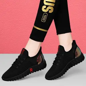 Cheap Fashion Breathable Woman Sock Shoes Walking Sports Shoes Ladies Wedge Sneakers