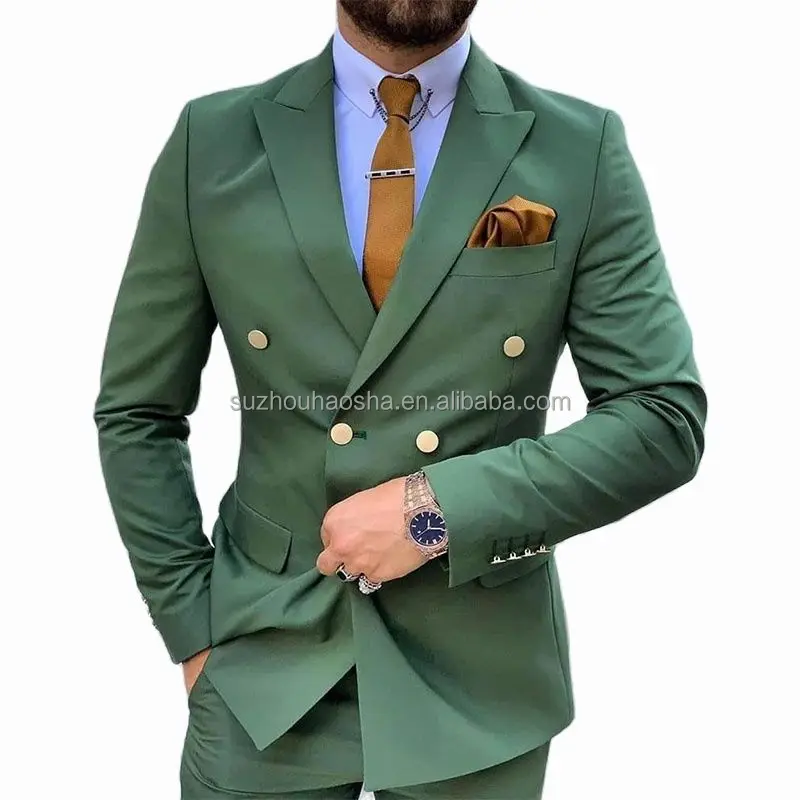 Double Breasted Green Men'S Suit Slim Fit Wedding Party Suits Groomsmen 2  Pieces Business Suit For Men - Buy Slim Fit Men Suit,Business Suit For  Men,Junior Pant Suits Product On Alibaba.Com