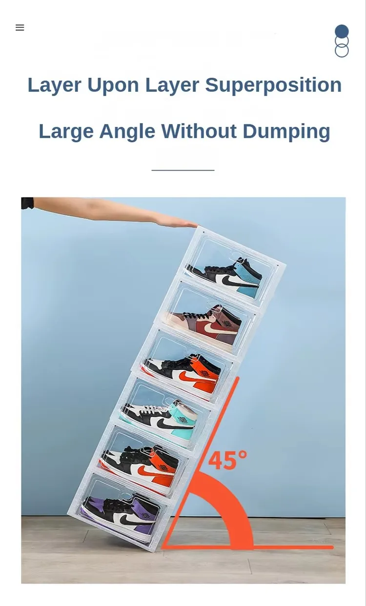 Factory Direct Transparent Stackable Shoe Storage Box Foldable Plastic Sneaker Crates with Drop Front Door for Shoe Organization supplier