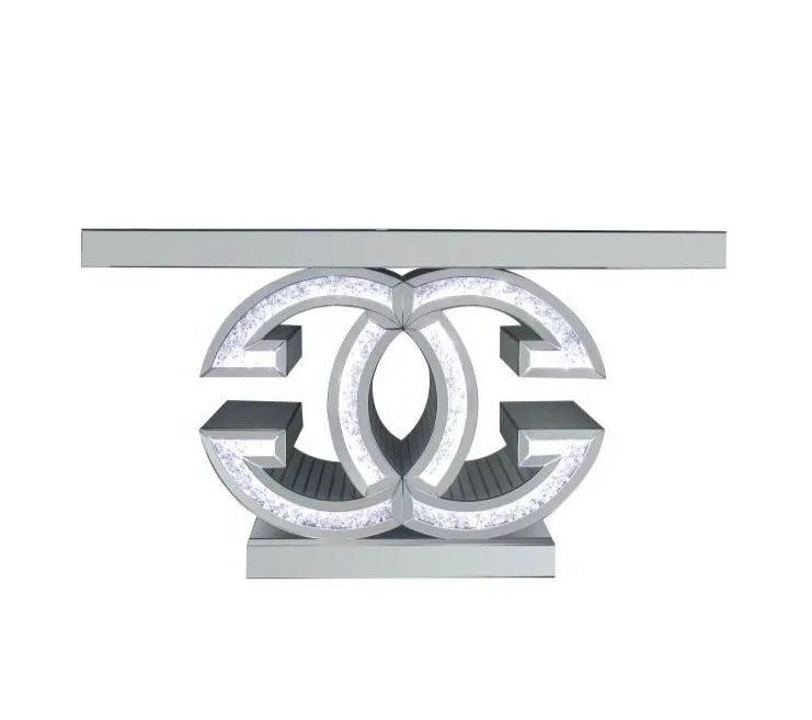 ホット販売ミラーLEDコンソールテーブルスパークルクラッシュ