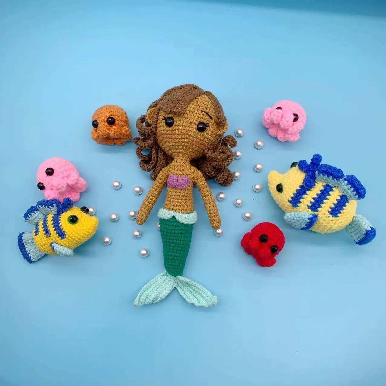 Рука Amigurumi милые фаршированные крючком игрушки Русалка материал ХЛОПОК Amigurumi принцесса детские игрушки