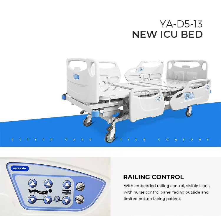 New Comfortable Patient Adjustable High End 5 Function Medical Equipment ICU Electric Luxury Hospital Bed