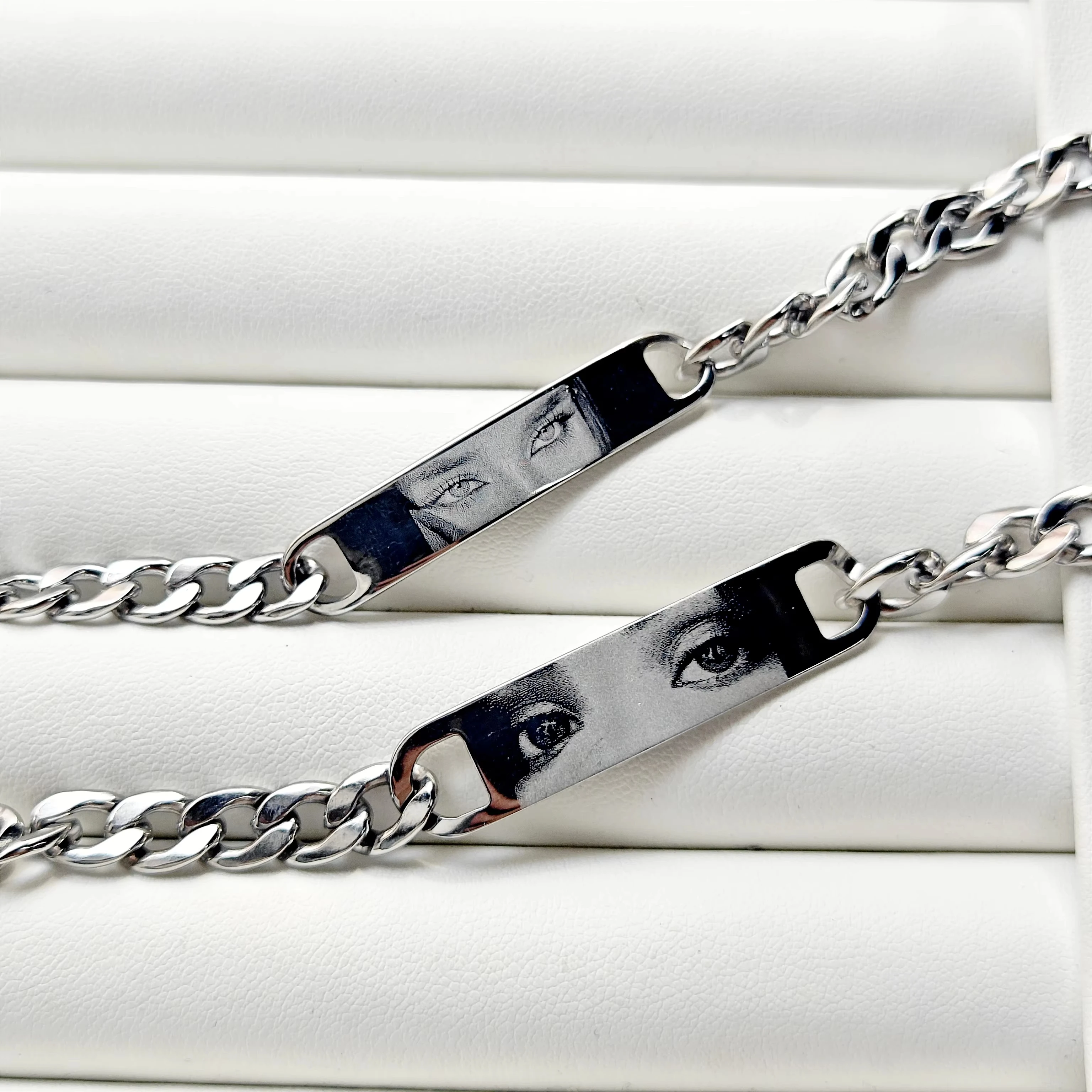 Stainless Steel Cuban Chain Custom Eyes Bracelet by Lateefah