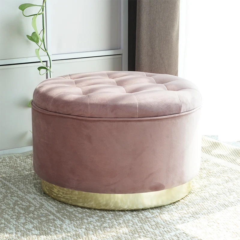 Living Room Elegant Tufted Round Footstool Lounge Chair Ottoman Stool