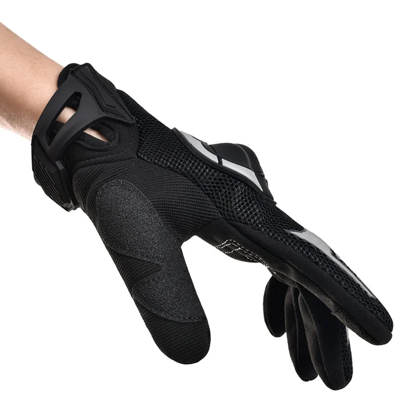 Motorcycle Riding Gloves with Touch Screen Windproof Drop-Proof PVC Material Long Finger Design for Outdoor Sports Off-Road Use