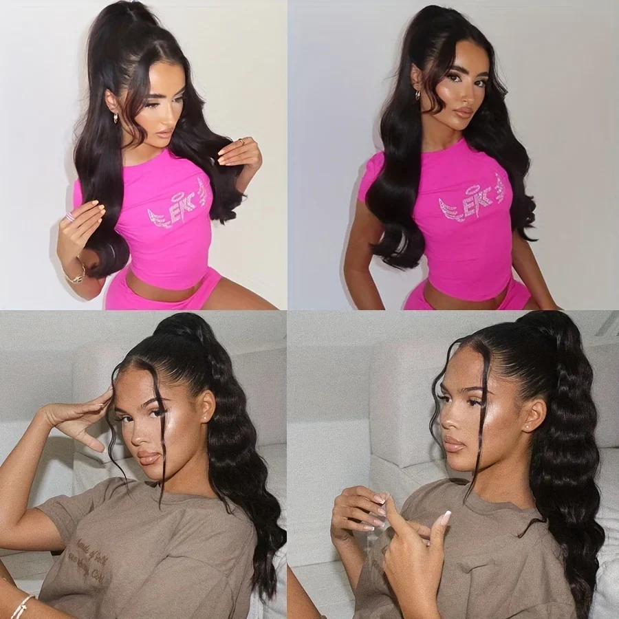 Tikrų plaukų body wave ponytail uodega natūralios spalvos_voghion.com