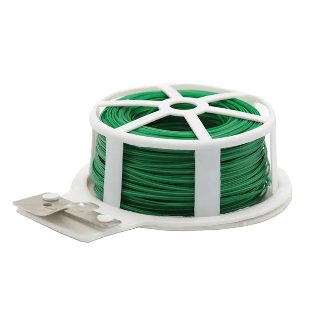Green PVC coated garden light tying wire 30m x 1mm 