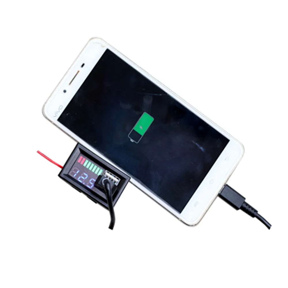 12V Car Power Voltage Displayer LED Lead Acid Battery Capacity Indicator Voltage Meter Dual USB Charger 5V 2A For Mobile Power