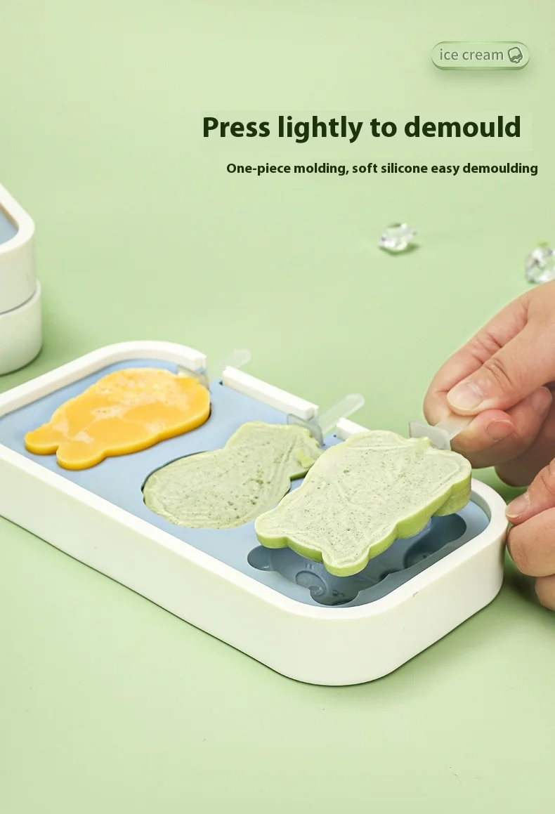 Factory Direct Eco-Friendly Cartoon Silicone Ice Cream Mold for Children's Cheese Stick Ice Cream DIY Ice Tray & Cubes supplier