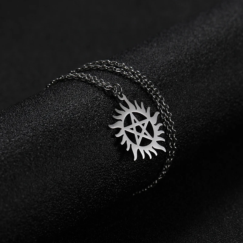 Gu Feng Collana Con Ciondolo Pentacolo Sole – Gioiello In Acciaio Inossidabile 316L, Unisex, Stile Celtico - 2