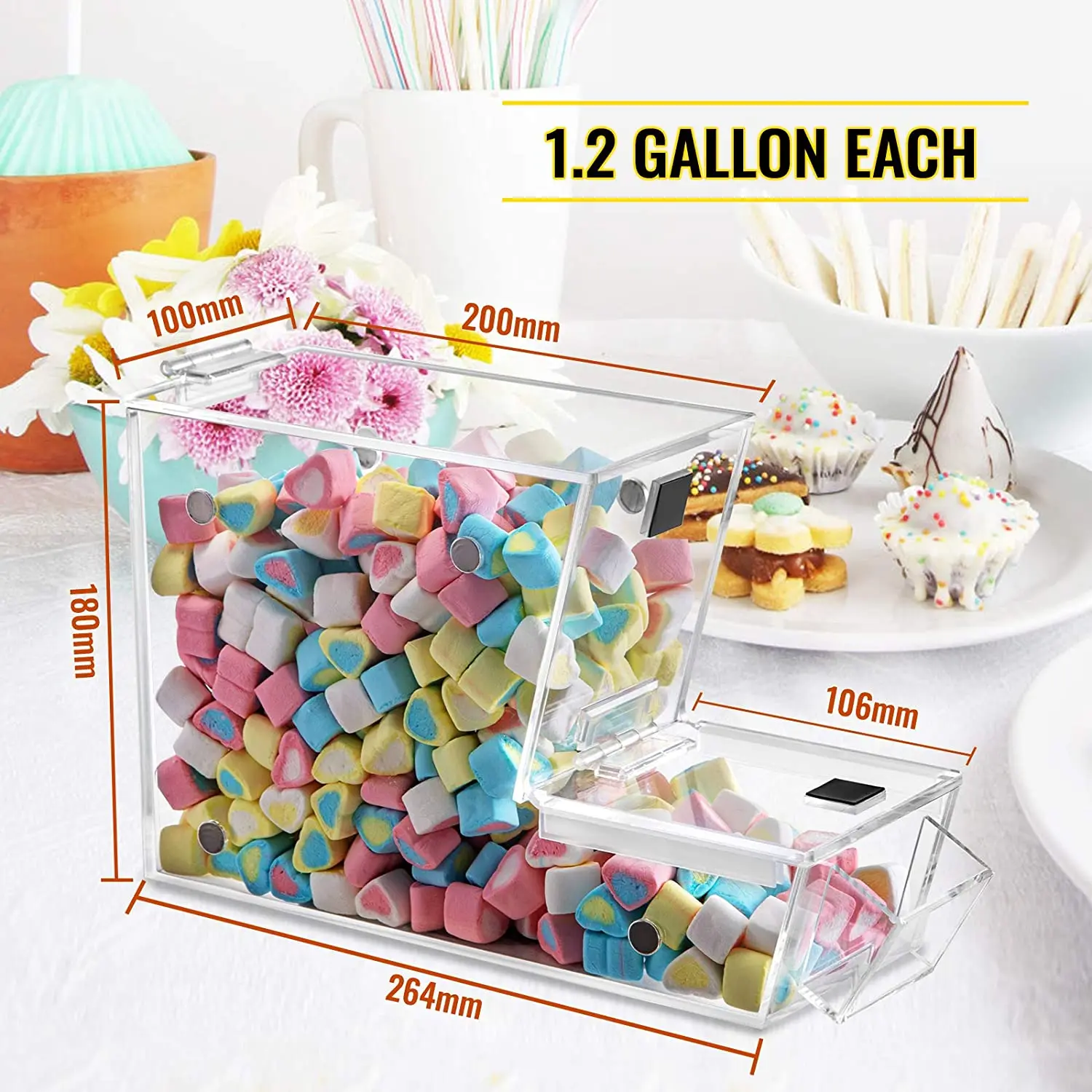 6 PACK Ice Cream Topping Candy Clear Stackable Dispenser Soft Serve Machine