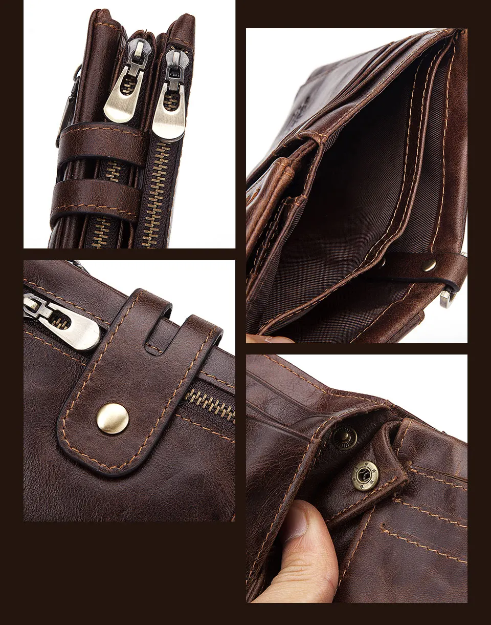 Genuine Leather Men Wallet Rfid Luxury Desig Bifold Short Wallets Male ...