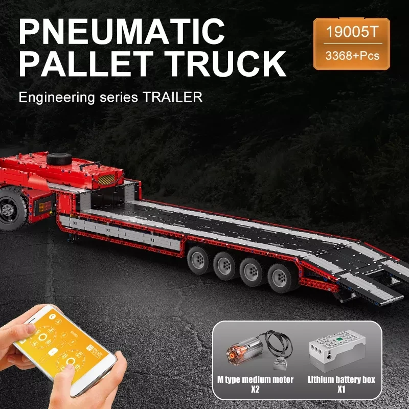 MOULD KING 19005T Technical Building Block Kids Educational Toy Christmas Gift Tractor Truck Trailer With Motor MOC-4814 Bricks