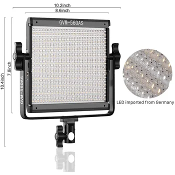 GVM 560AS Bi-Color LED Photographic Lighting Video Studio Light App Remote Digital Adjustable 560 LED Lamp Panel Kit detail image