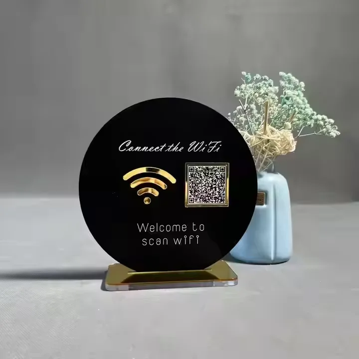 Custom Acrylic QR Code Signs, Touch Free Tabletop Acrylic QR Code Sign Board, QR Code Acrylic Display Sign Boards