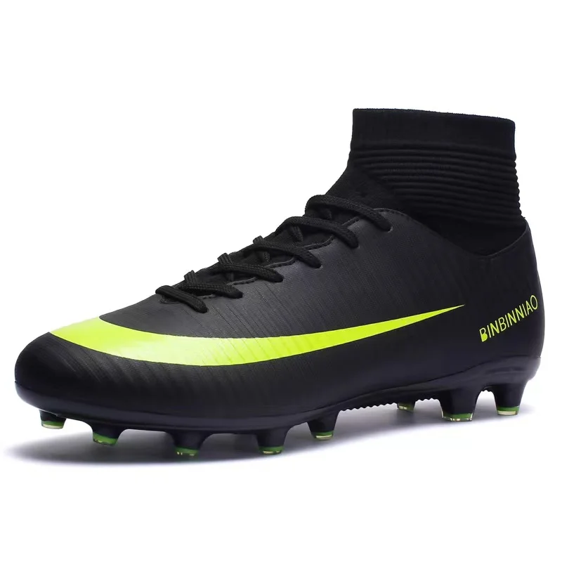 New High Ankle Superfly Sports Turf Futsal Indoor Soccer Shoes Cheap Rubber  Sole Football Boots for Men Oe