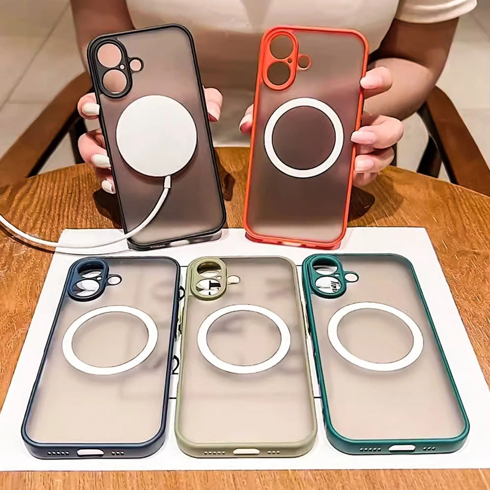 Matte Magnetic hard Shockproof Mobile phone case For iPhone 16 PRO MAX