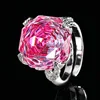 Anillo rojo rosa de tamaño abierto