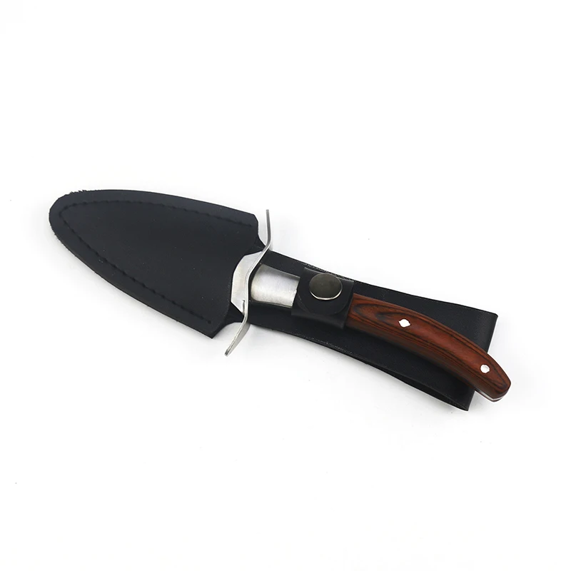 Stainless Steel Oyster Shucking Knife With Leather Sheath Clam Shellfish Seafood Tools Oyster