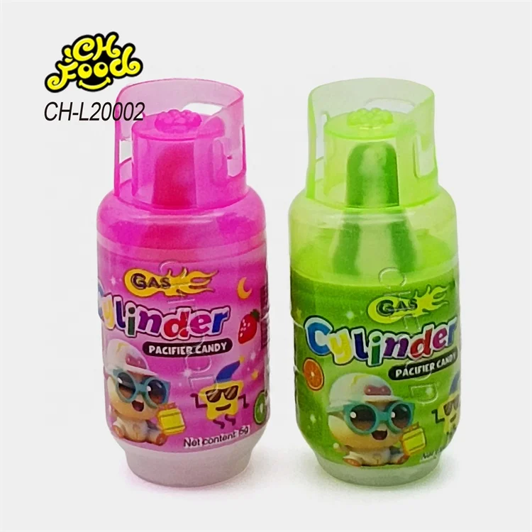 New Wholesale Gas Cylinder Candy Toys Nipple Shape Hard Candy Lollipop with Sour Powder Candy Sweets for Kids