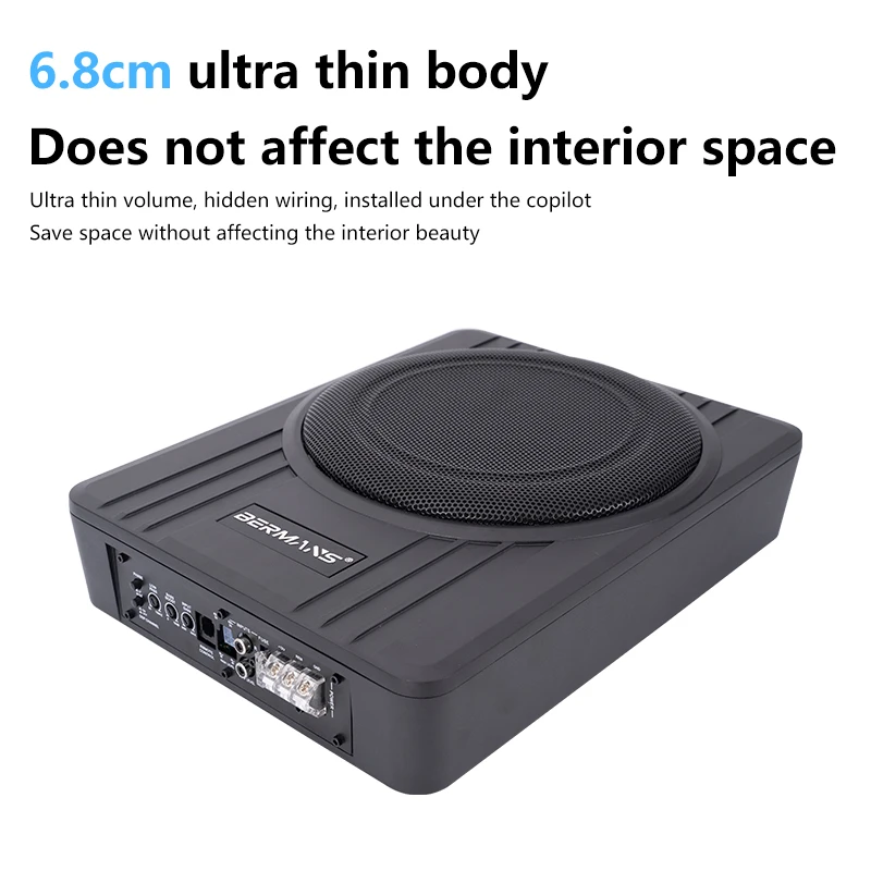 Universal 10-Inch Ultra-Thin Powered Car Subwoofer Amp 1200W, OEM