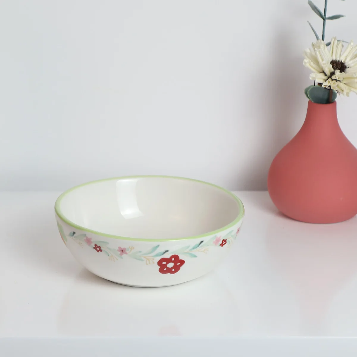 Přizpůsobený design INS styl kulaté jarní květované tisky keramické mísy na svačinu, dokonalé dárky pro děti