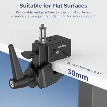 For SmallRig Heavy-Duty Super Clamp Kit Max Load 33lb/15kg 1/4"-20 3/8"-16 Top Screw 5/8" Flat Surface for Photography Studio detail image