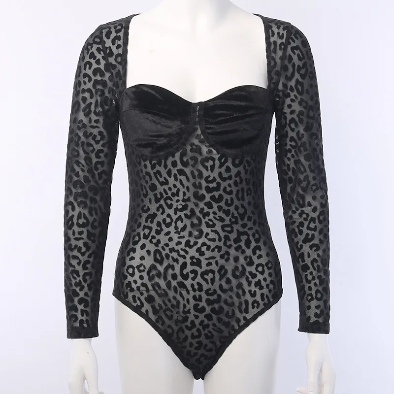 2021 Spring Latest Design Velvet Bodysuit Tops Long Sleeve Lace Sexy Bodycon Bodysuit Women