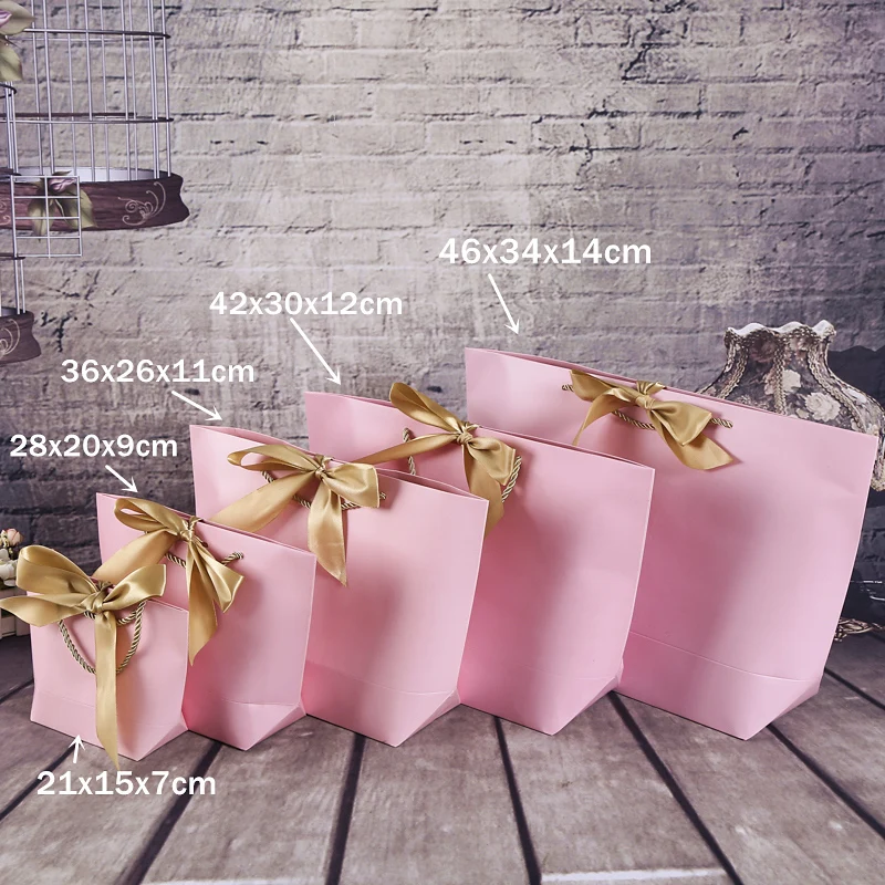 Customization Recyclable Diy Paper Bags Ribbon Gift Bags For Clothes