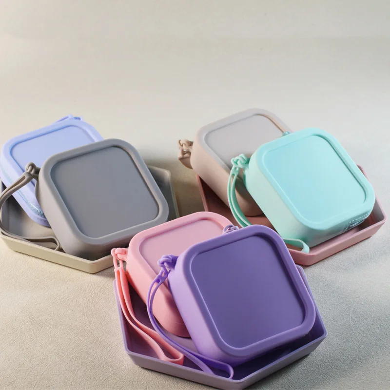 Custom Logo Small Silicone Storage Coin Purse Bag Pouch Waterproof Toiletry Pouch for Data Cable Earphones for Living Room