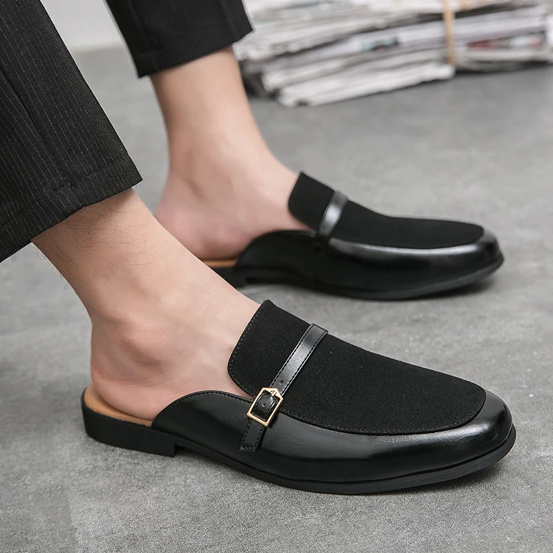 Size 38-48 Fashion Design Comfortable Summer Backless Dress Shoes Men Mules  Casual Home Slippers