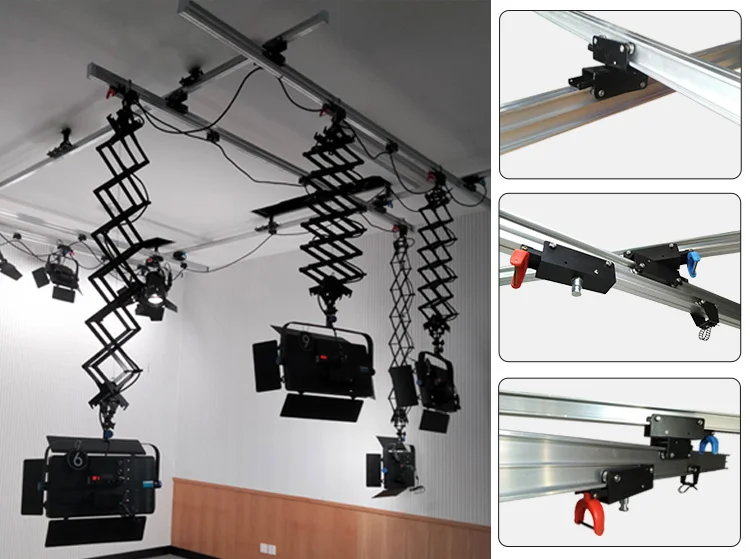 Professional Photography Studio Equipment Ceiling Rail System Accessories Pantograph Hanger