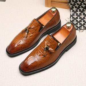 Men Shining Leather Dress Shoes Diamond Office Party Fashion Casual Shoes
